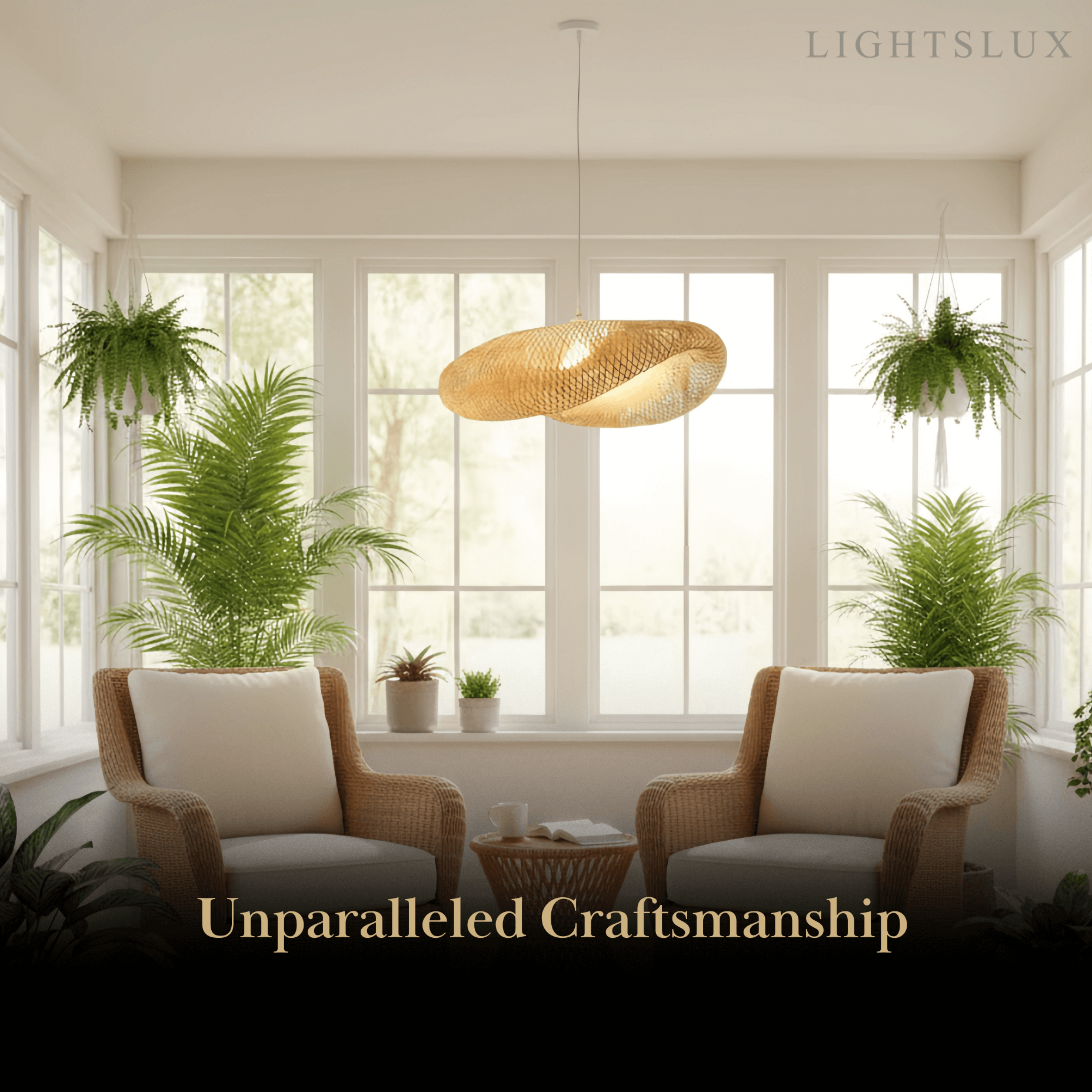 Natural Bamboo Pendant Light – Irregular Wood Design for Dining Room - Flindria