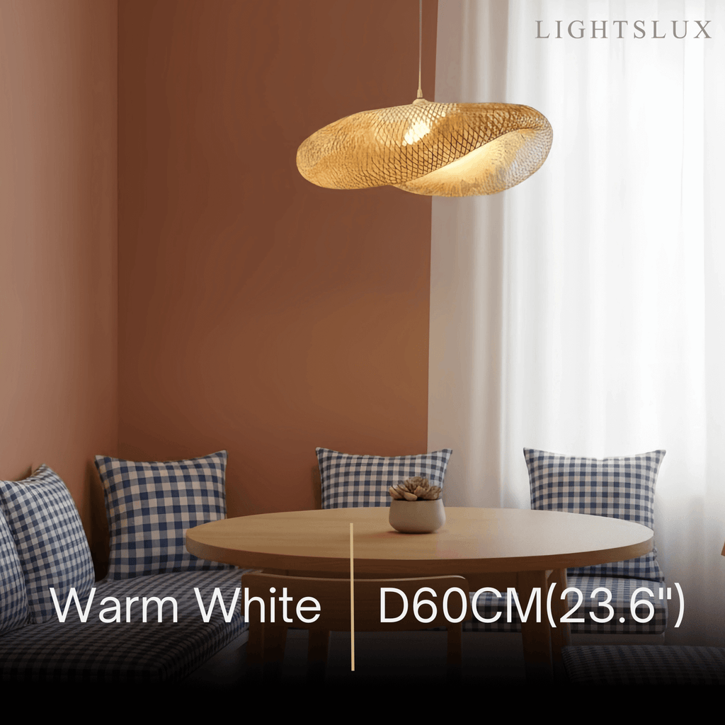 Natural Bamboo Pendant Light – Irregular Wood Design for Dining Room - Flindria
