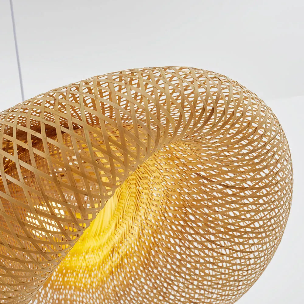 Natural Bamboo Pendant Light – Irregular Wood Design for Dining Room - Flindria