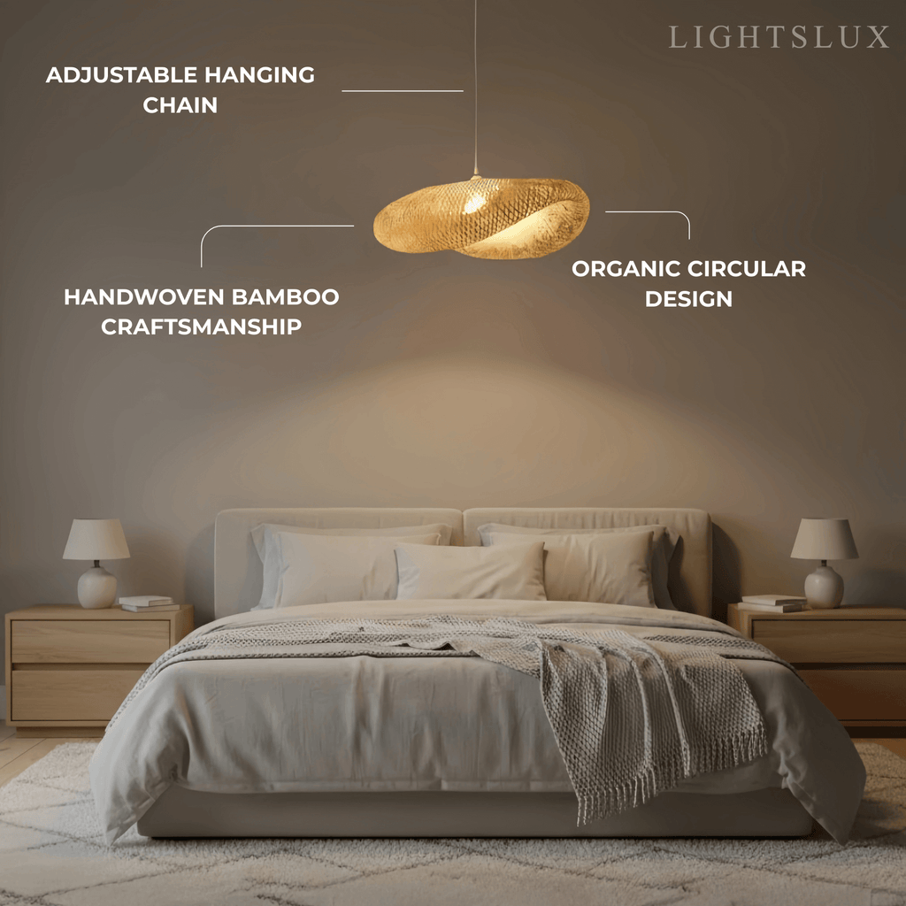 Natural Bamboo Pendant Light – Irregular Wood Design for Dining Room - Flindria