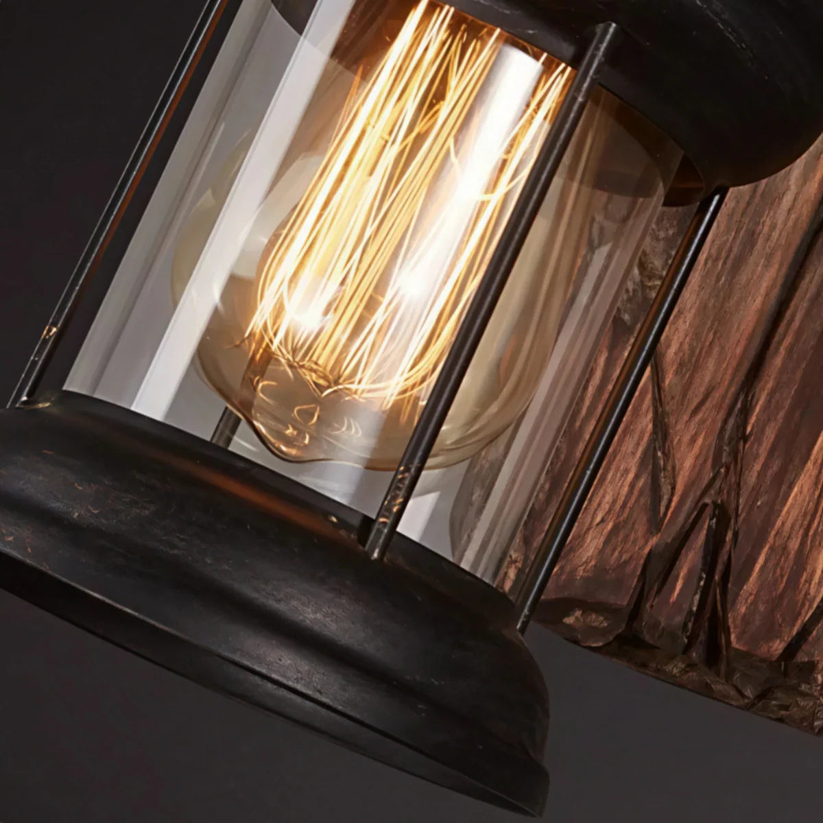 Vintage inomhus vägglampa - lykta i brons/svart för sovrum/vardagsrum - Flindria