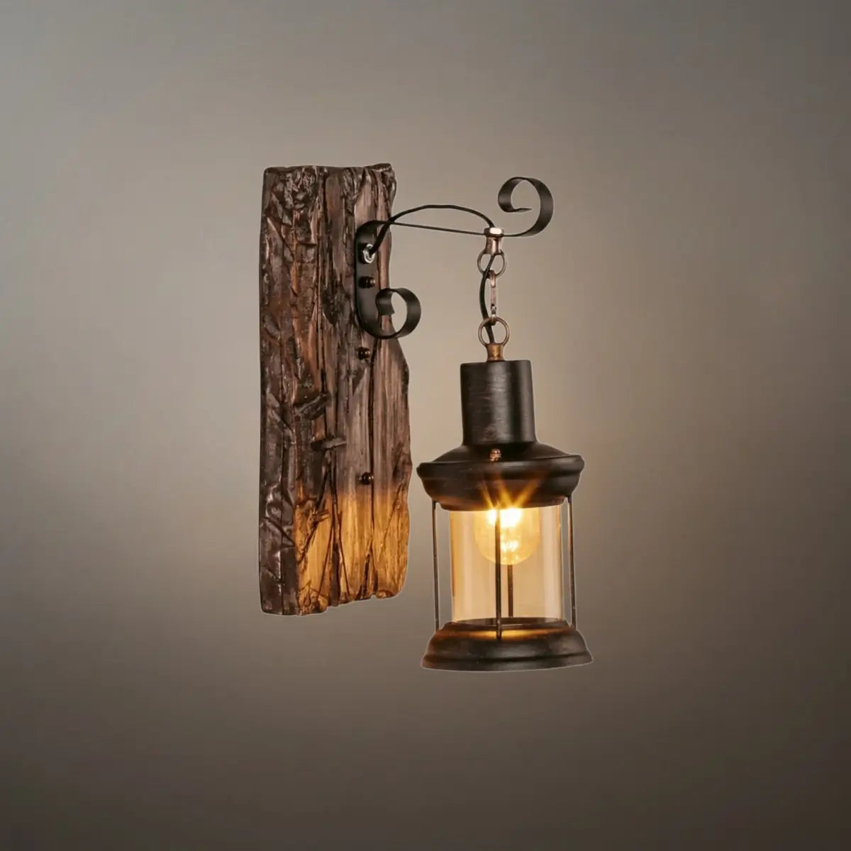 Vintage inomhus vägglampa - lykta i brons/svart för sovrum/vardagsrum - Flindria
