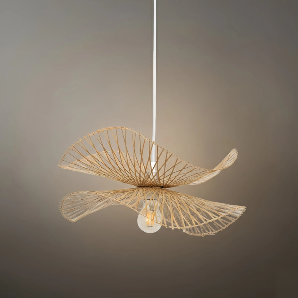 Natural Rattan Pendant Light – Handwoven Bamboo Elegance for Dining Room - Flindria