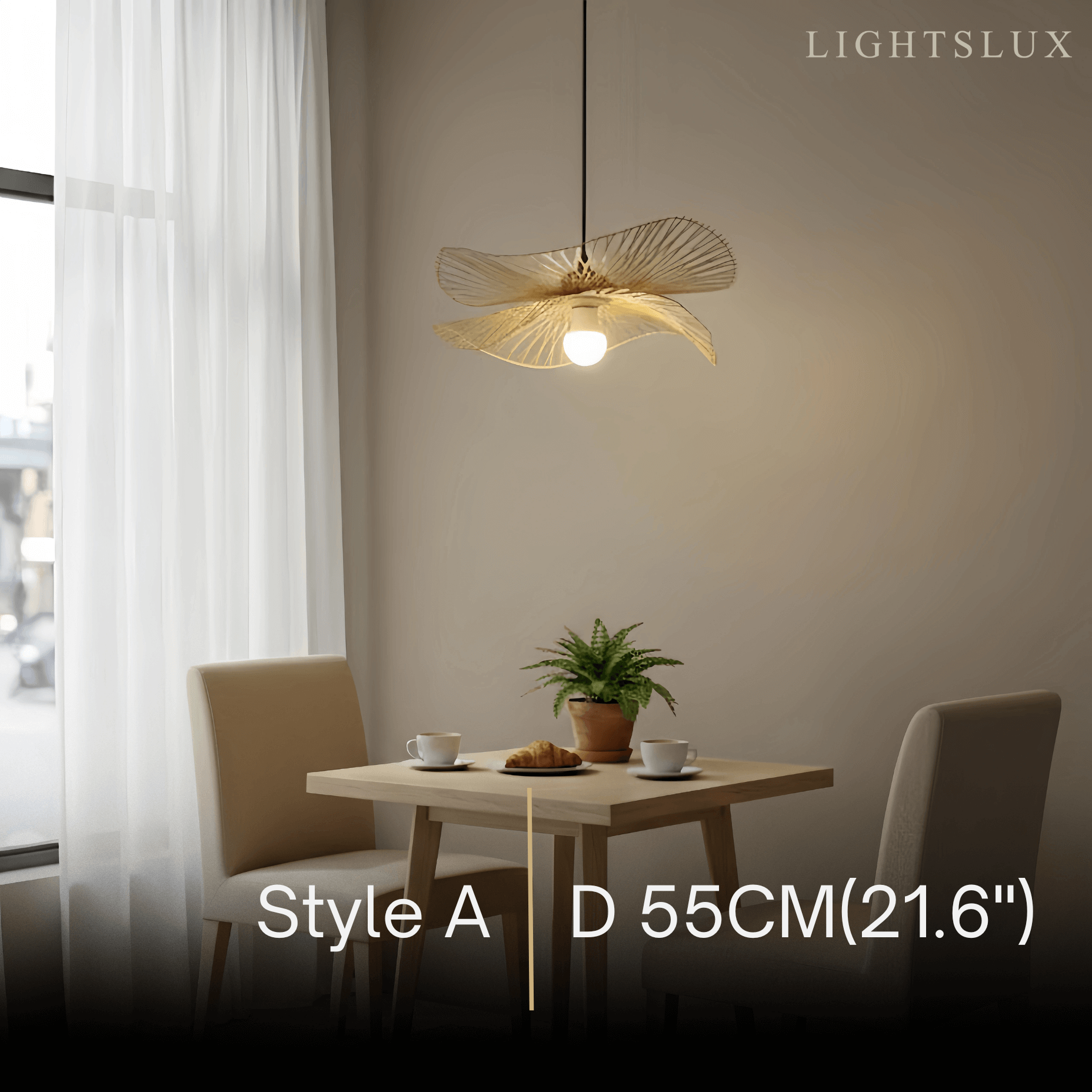 Natural Rattan Pendant Light – Handwoven Bamboo Elegance for Dining Room - Flindria