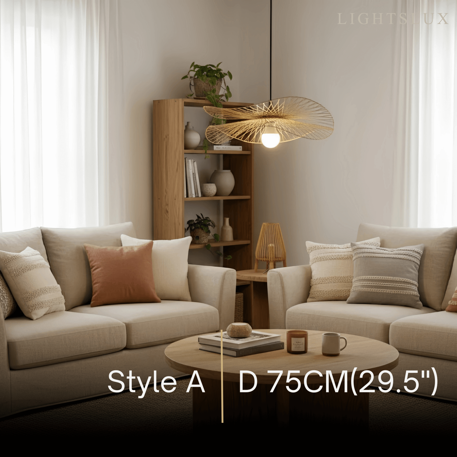 Natural Rattan Pendant Light – Handwoven Bamboo Elegance for Dining Room - Flindria