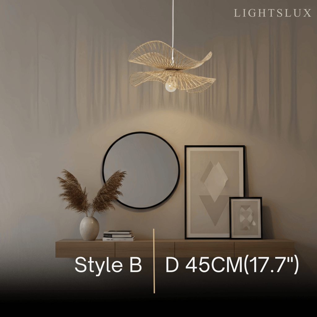 Natural Rattan Pendant Light – Handwoven Bamboo Elegance for Dining Room - Flindria