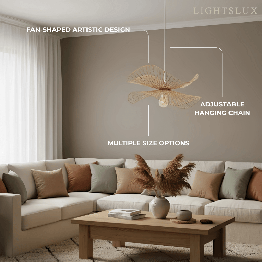 Natural Rattan Pendant Light – Handwoven Bamboo Elegance for Dining Room - Flindria