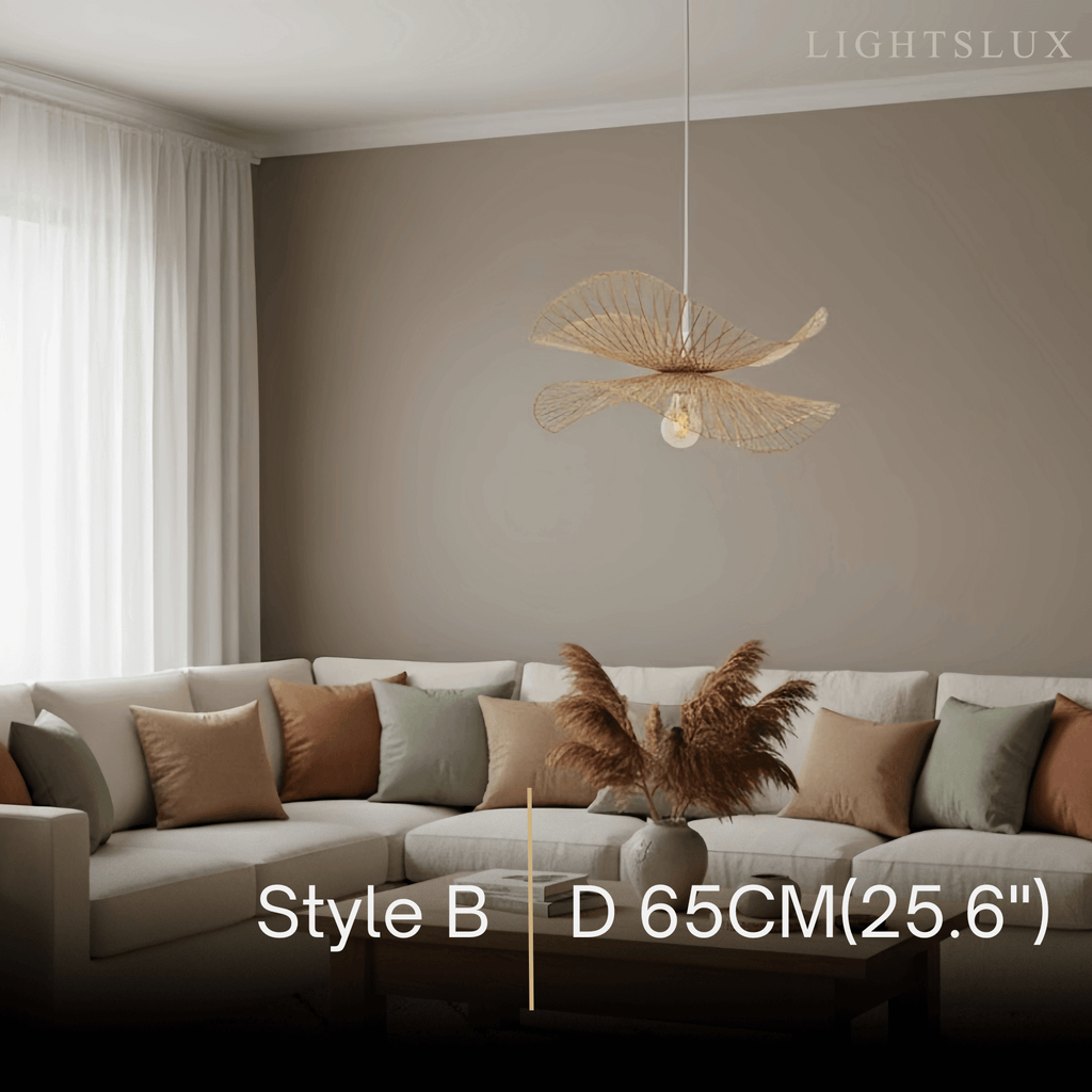Natural Rattan Pendant Light – Handwoven Bamboo Elegance for Dining Room - Flindria