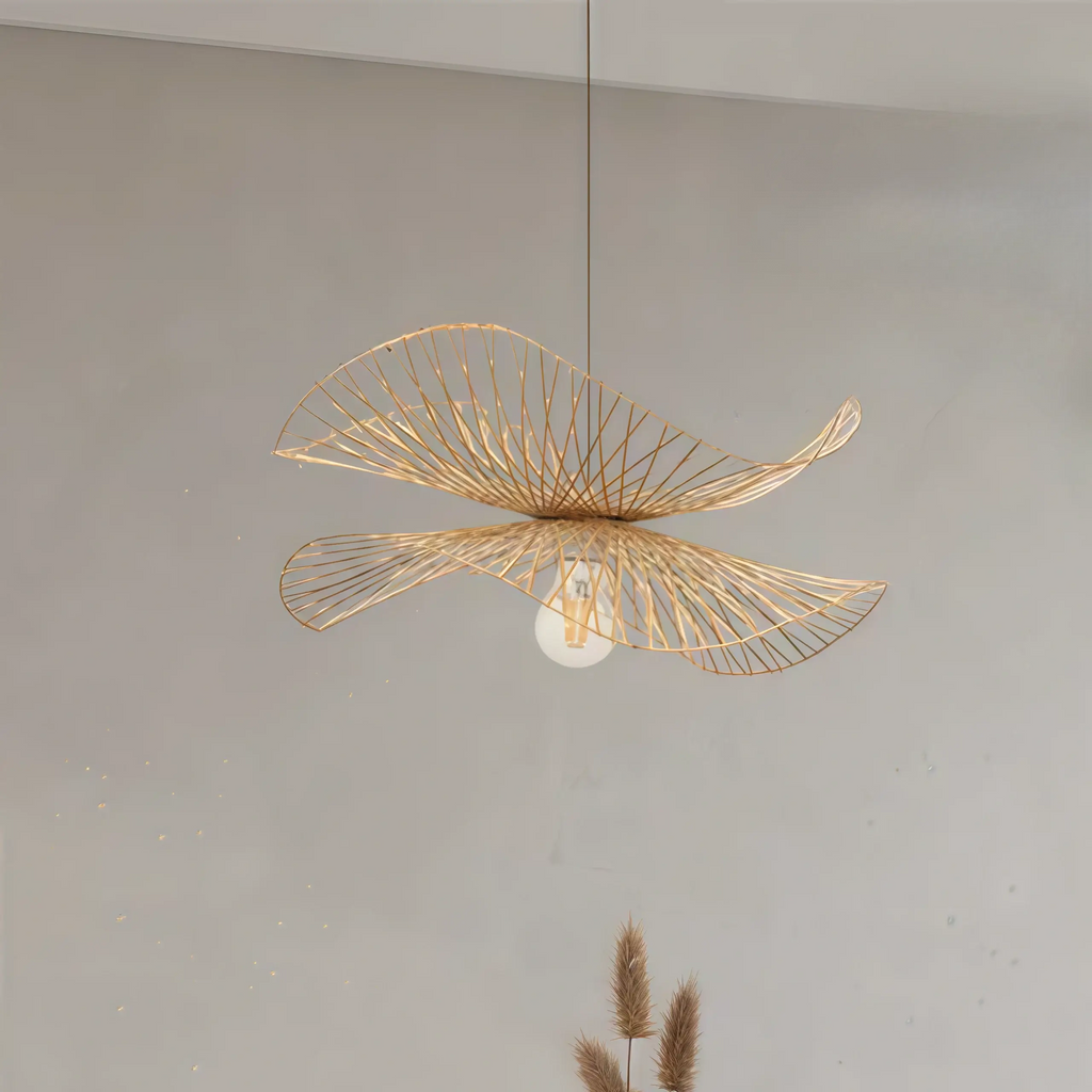 Natural Rattan Pendant Light – Handwoven Bamboo Elegance for Dining Room - Flindria