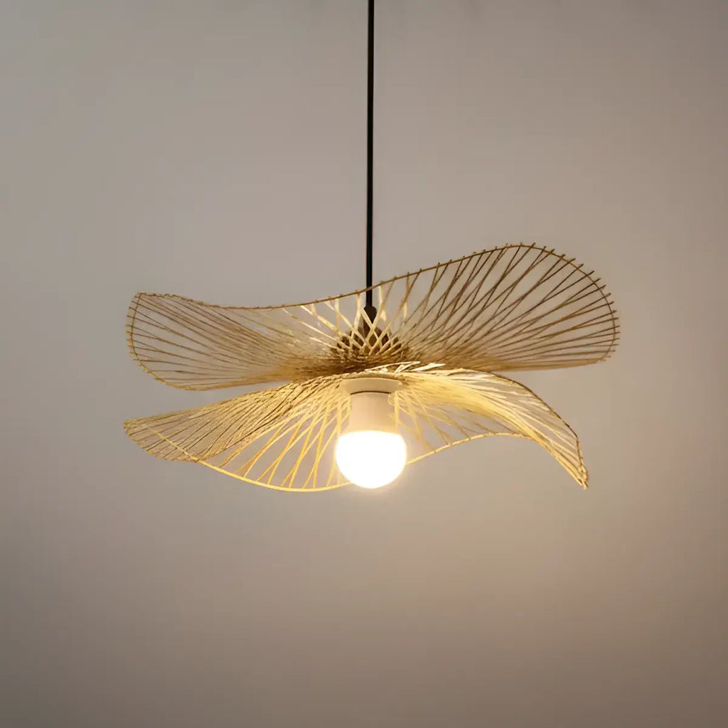 Natural Rattan Pendant Light – Handwoven Bamboo Elegance for Dining Room - Flindria
