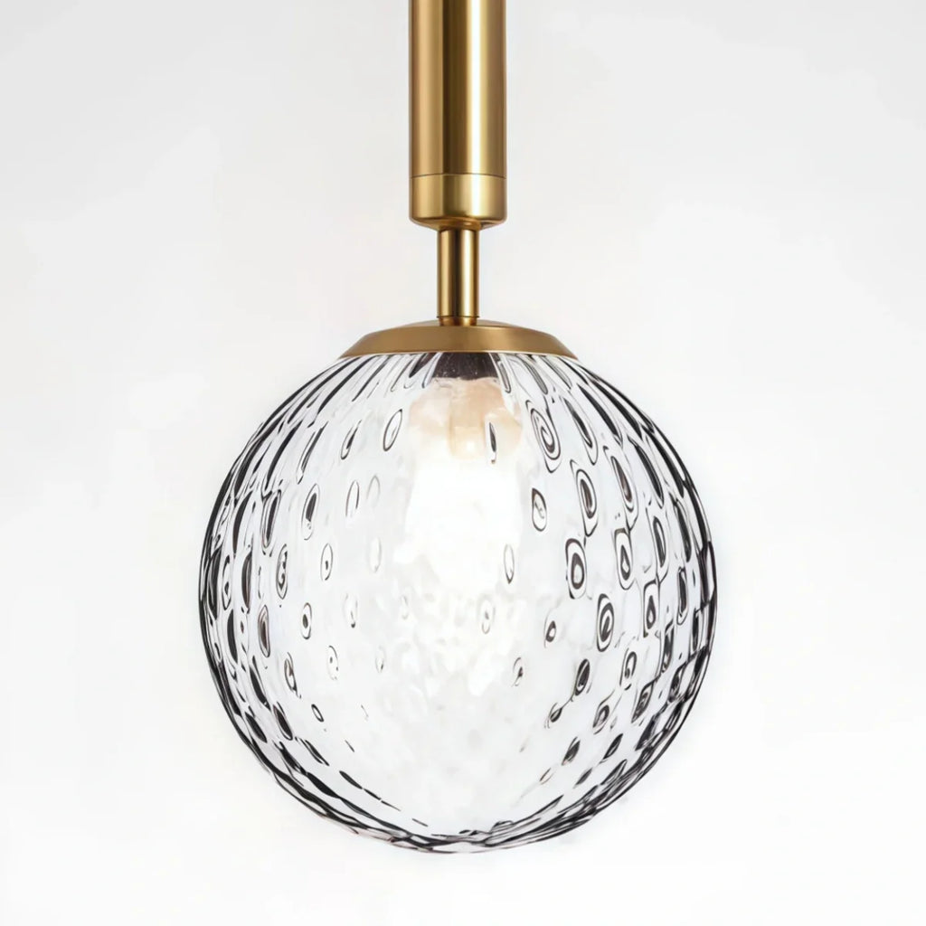 Modern Gold Pendant Light – Globular Glass/Metal Fixture for Dining Room - Flindria
