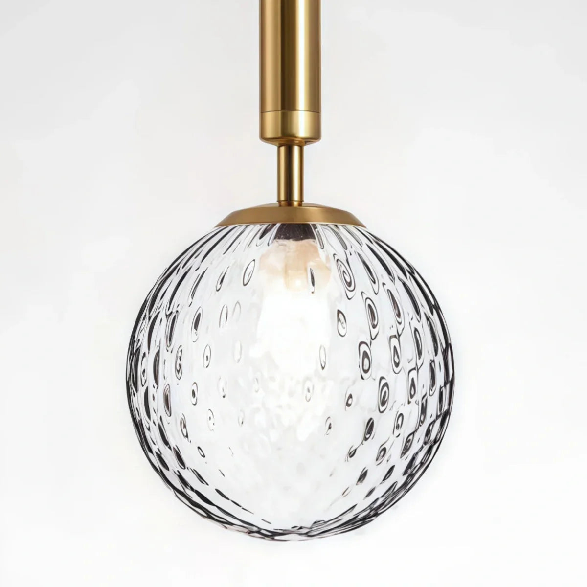 Modern Gold Pendant Light – Globular Glass/Metal Fixture for Dining Room - Flindria