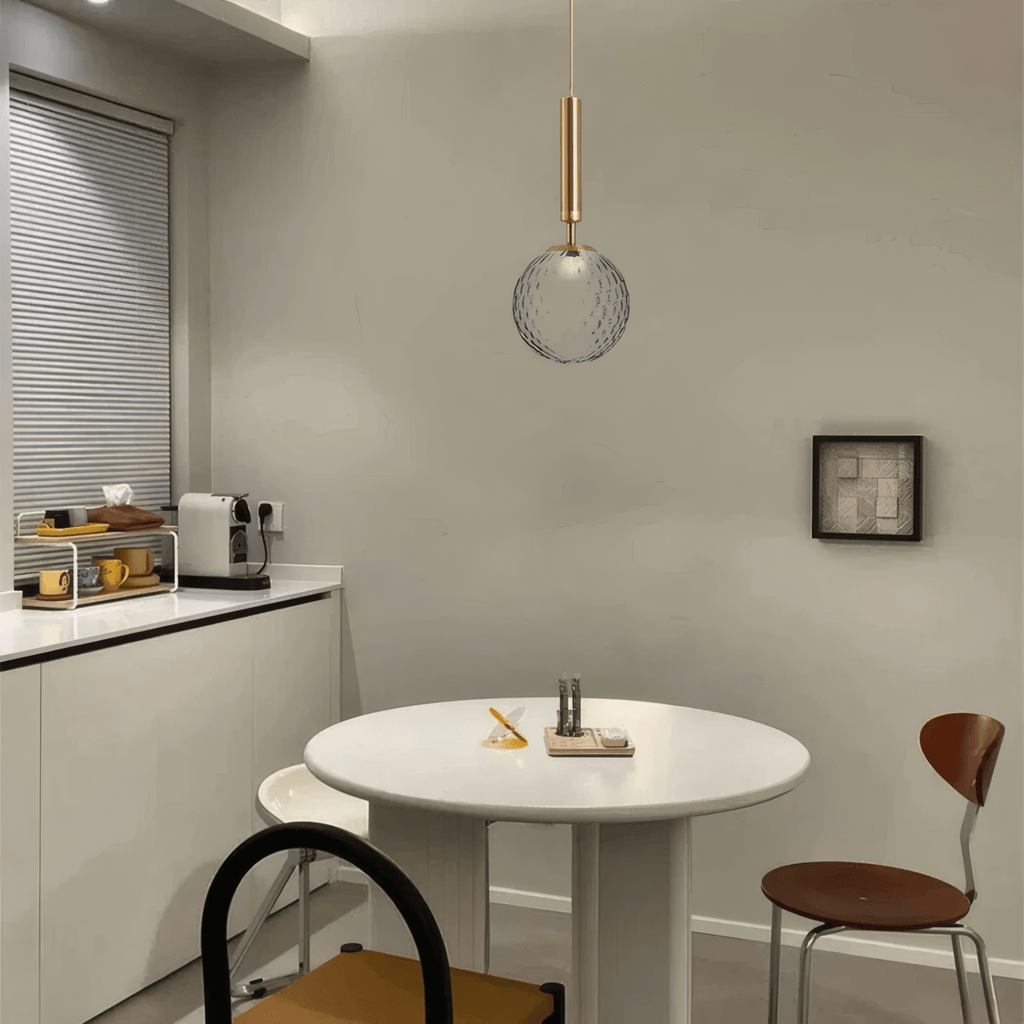 Modern Gold Pendant Light – Globular Glass/Metal Fixture for Dining Room - Flindria