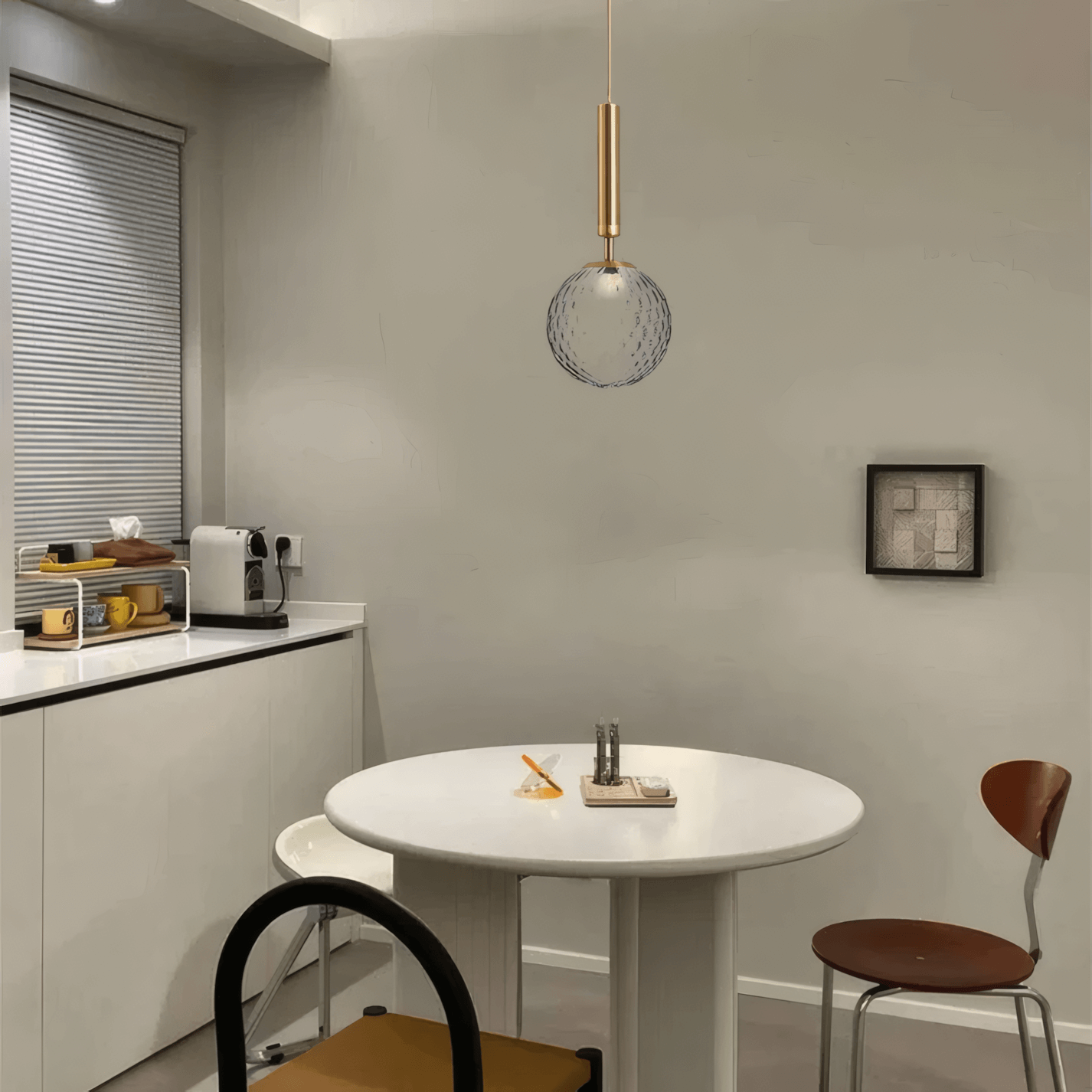Modern Gold Pendant Light – Globular Glass/Metal Fixture for Dining Room - Flindria