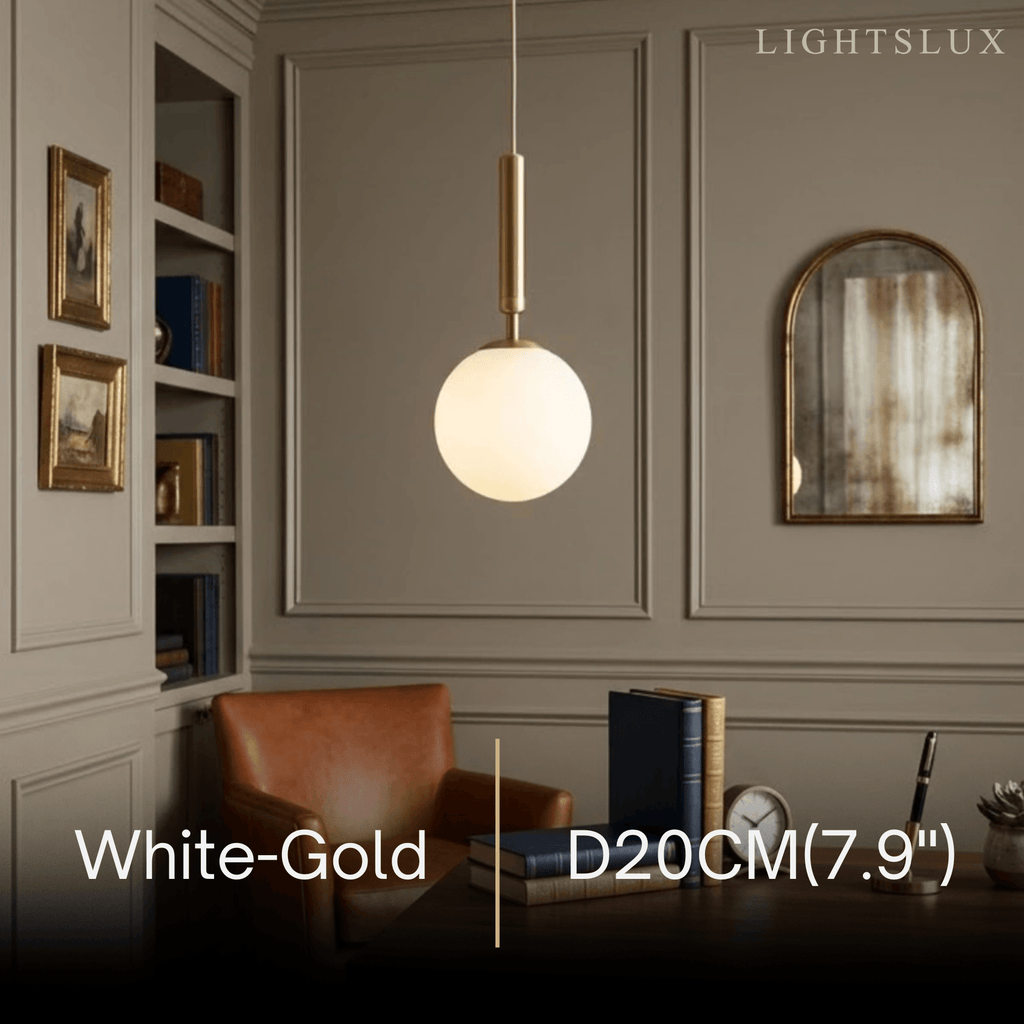Modern Gold Pendant Light – Globular Glass/Metal Fixture for Dining Room - Flindria
