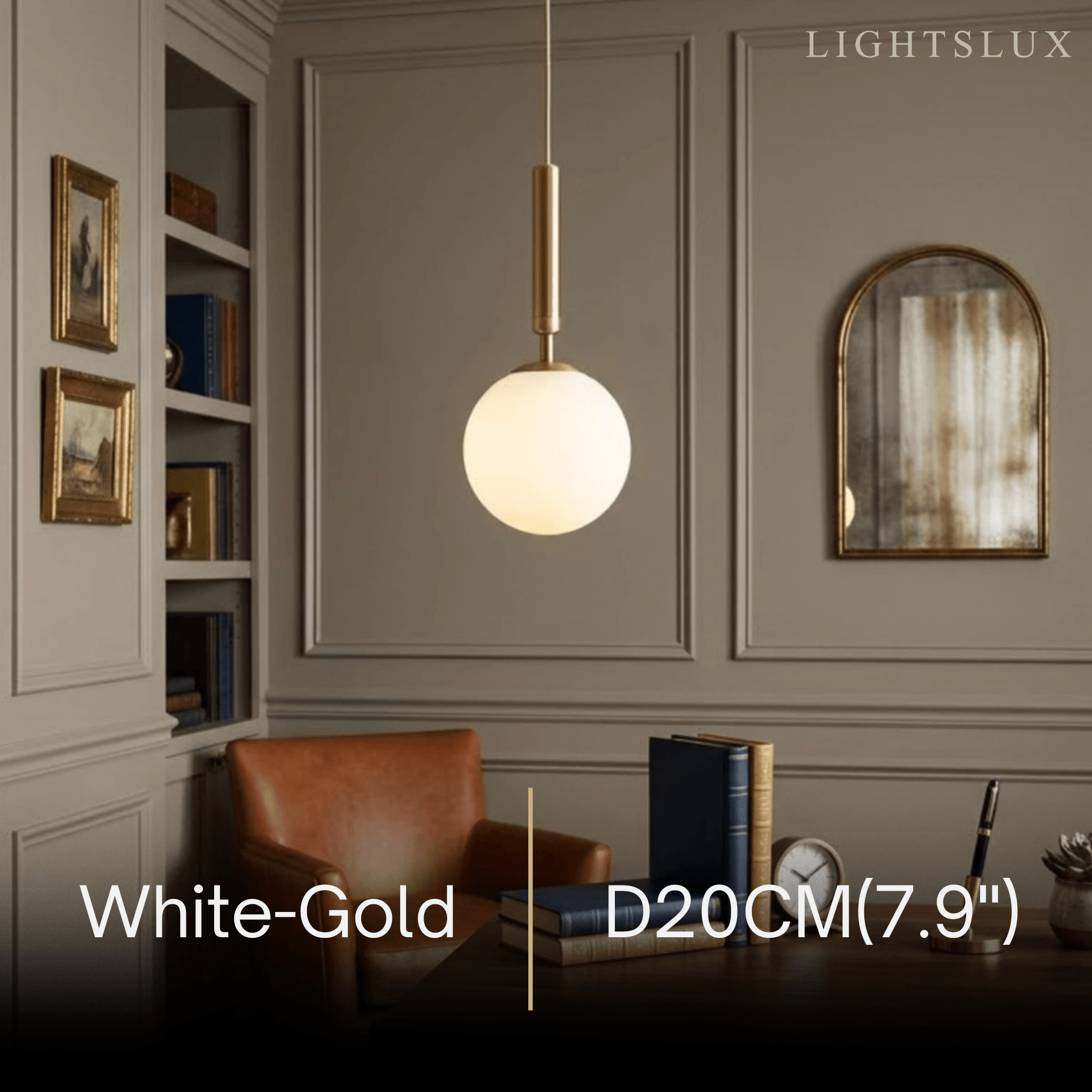 Modern Gold Pendant Light – Globular Glass/Metal Fixture for Dining Room - Flindria