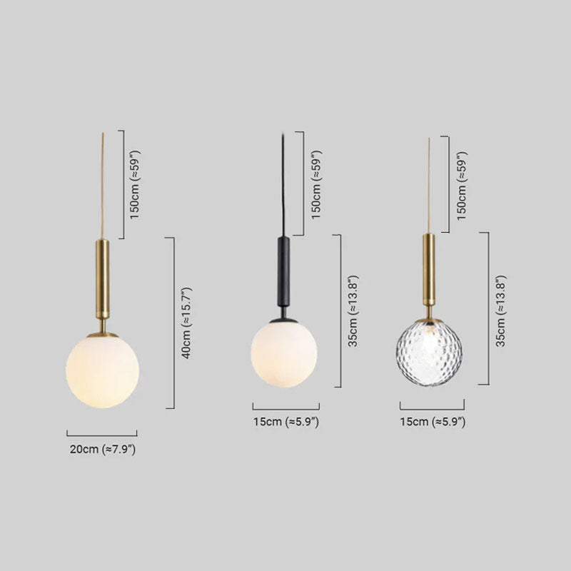 Modern Gold Pendant Light – Globular Glass/Metal Fixture for Dining Room - Flindria