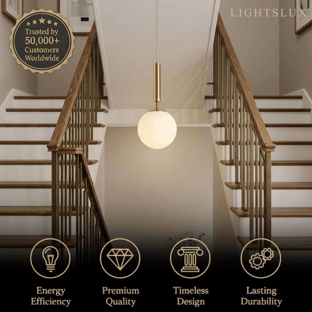 Modern Gold Pendant Light – Globular Glass/Metal Fixture for Dining Room - Flindria