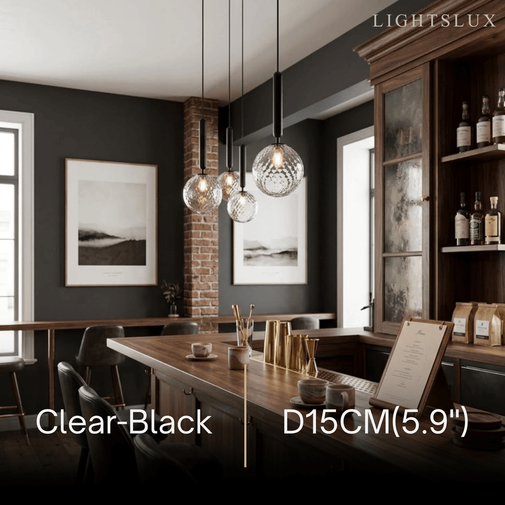 Modern Gold Pendant Light – Globular Glass/Metal Fixture for Dining Room - Flindria
