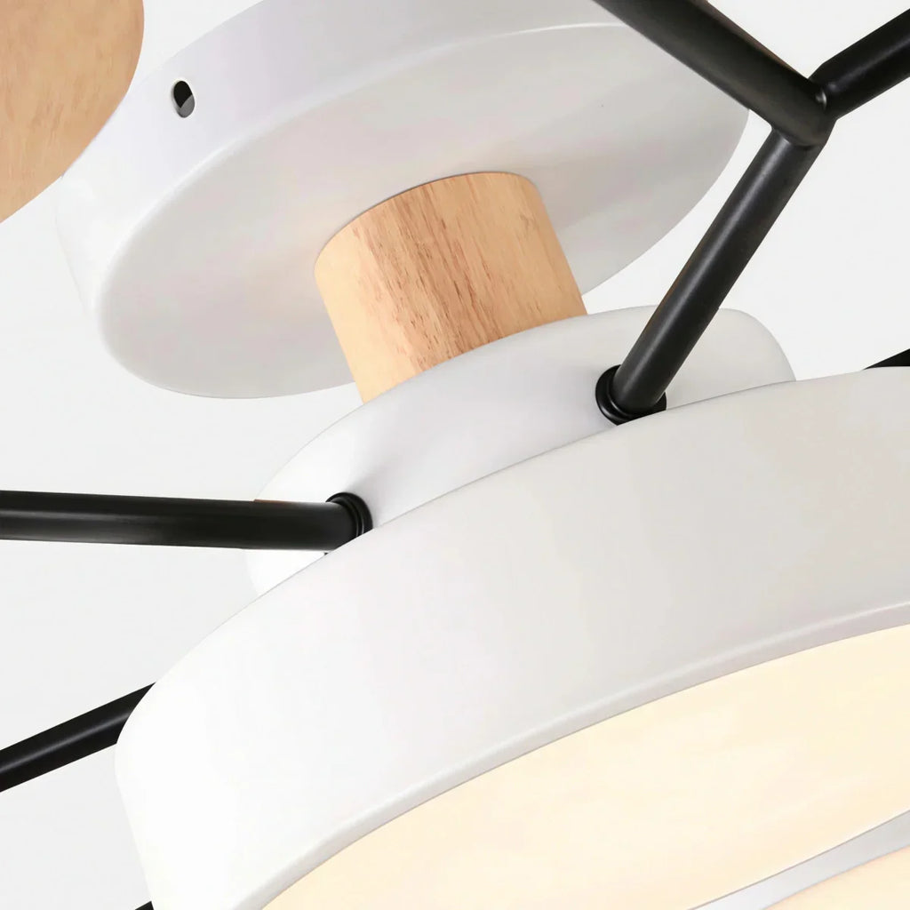 Modern Round Metal Ceiling Light - Multi-Head in Gray/Green/White for Living Room - Flindria