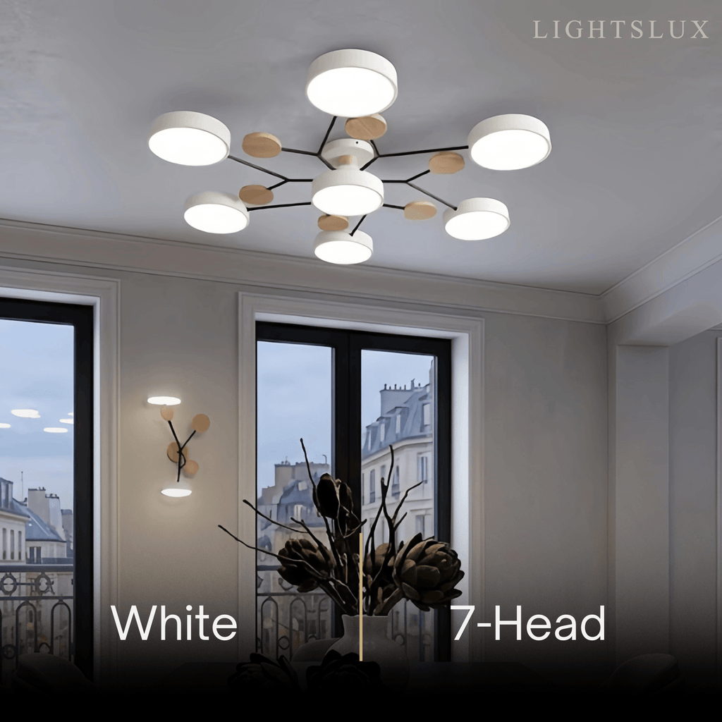 Modern Round Metal Ceiling Light - Multi-Head in Gray/Green/White for Living Room - Flindria