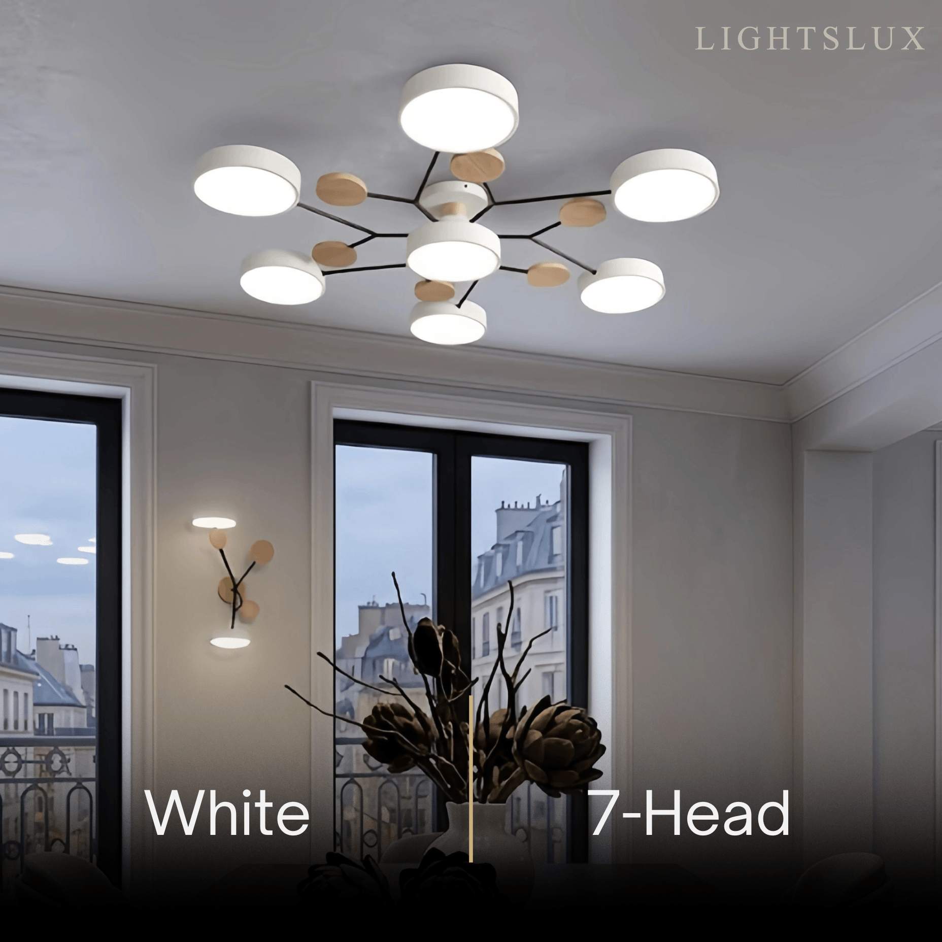 Modern Round Metal Ceiling Light - Multi-Head in Gray/Green/White for Living Room - Flindria