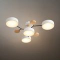 Modern Round Metal Ceiling Light - Multi-Head in Gray/Green/White for Living Room - Flindria