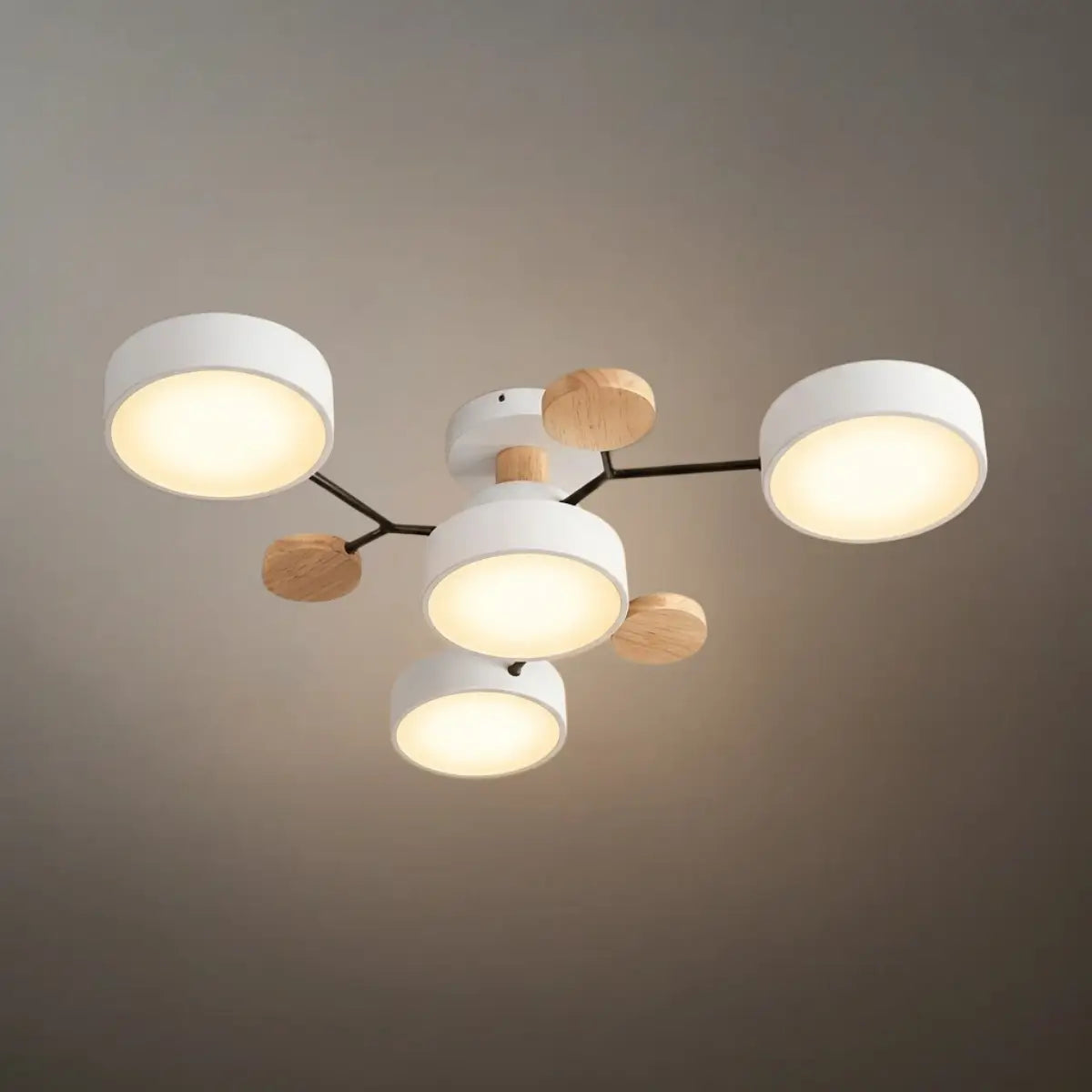 Modern Round Metal Ceiling Light - Multi-Head in Gray/Green/White for Living Room - Flindria