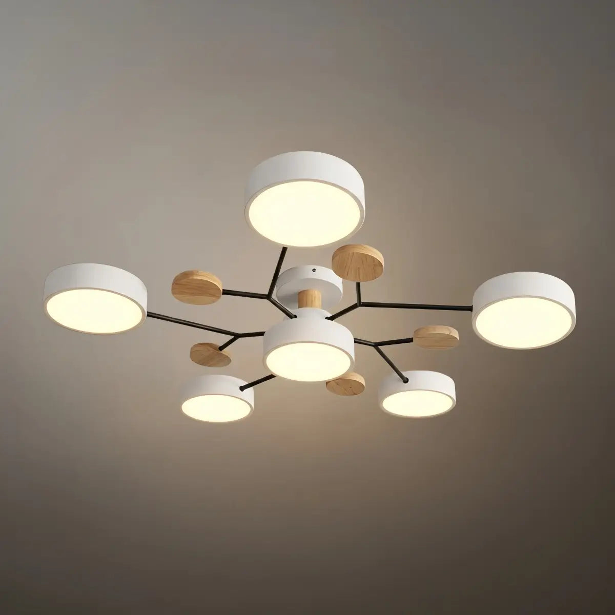 Modern Round Metal Ceiling Light - Multi-Head in Gray/Green/White for Living Room - Flindria