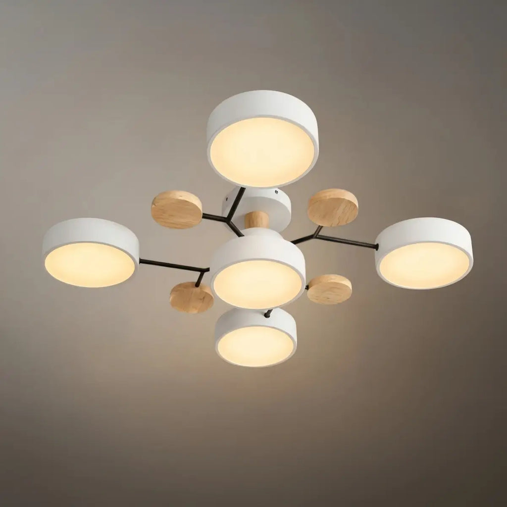 Modern Round Metal Ceiling Light - Multi-Head in Gray/Green/White for Living Room - Flindria