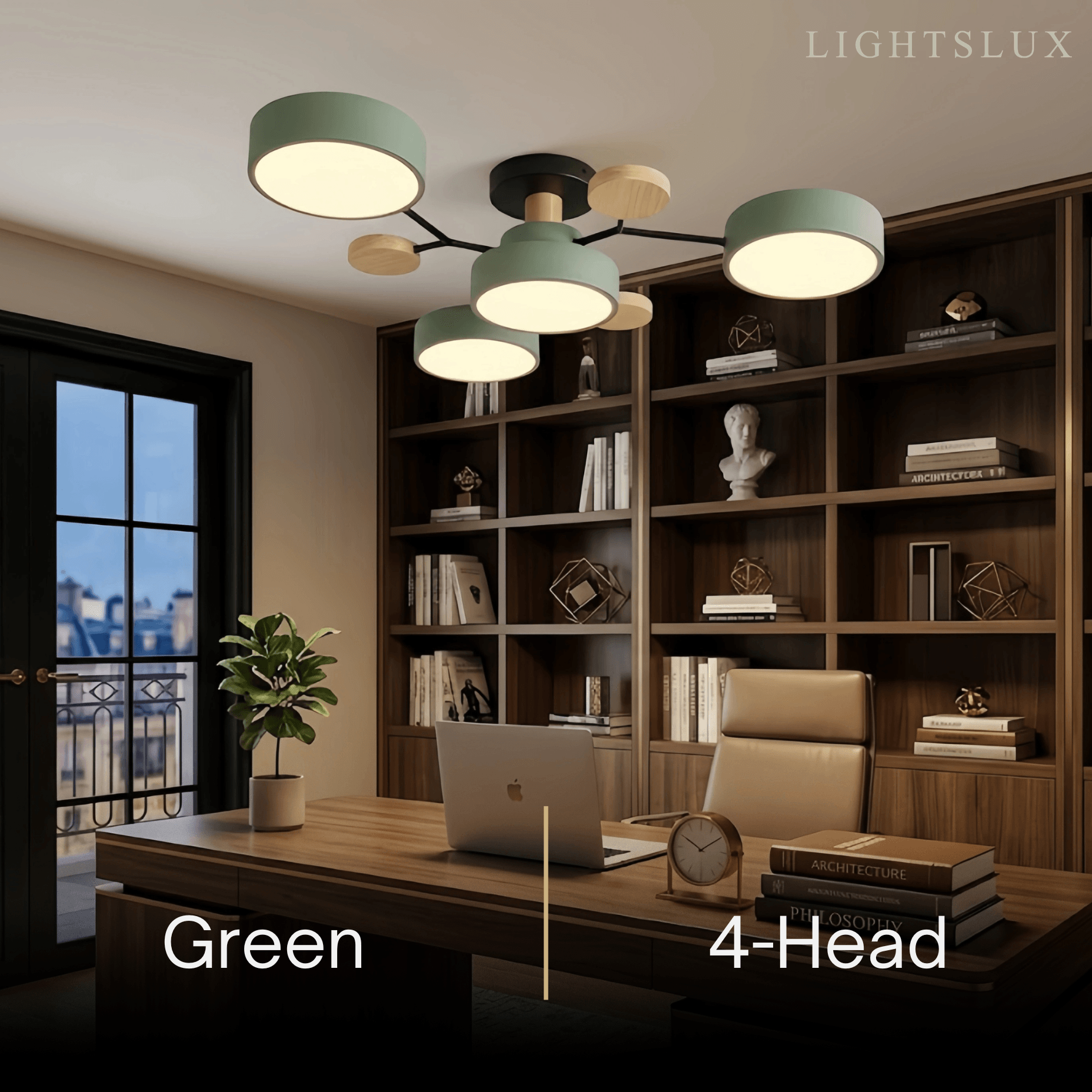 Modern Round Metal Ceiling Light - Multi-Head in Gray/Green/White for Living Room - Flindria