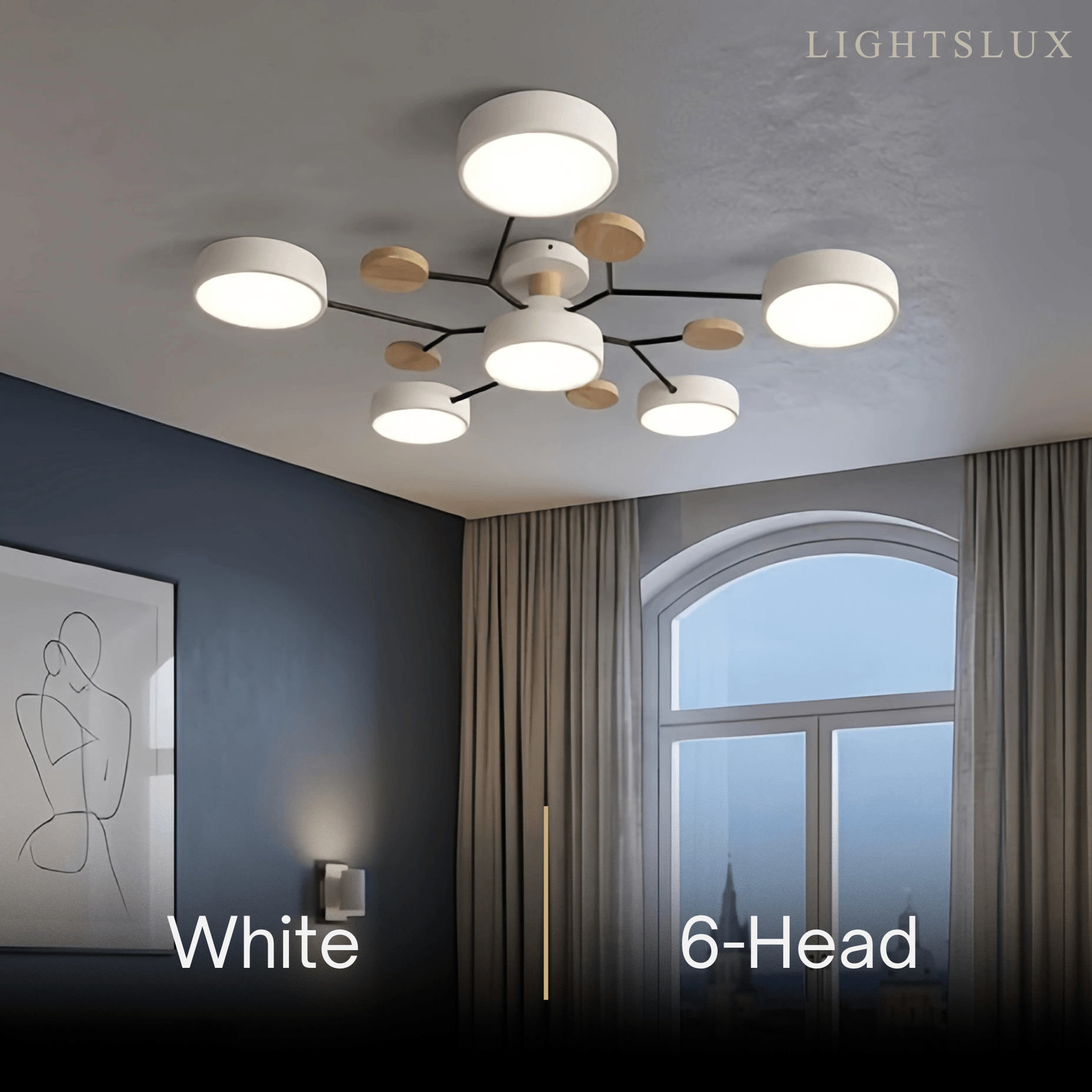 Modern Round Metal Ceiling Light - Multi-Head in Gray/Green/White for Living Room - Flindria