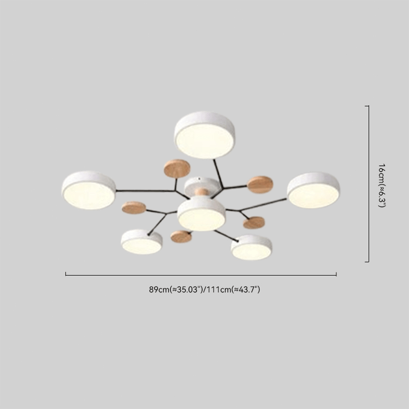 Modern Round Metal Ceiling Light - Multi-Head in Gray/Green/White for Living Room - Flindria