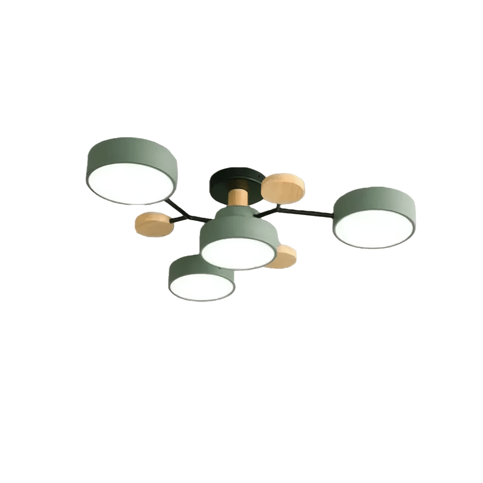 Modern Round Metal Ceiling Light - Multi-Head in Gray/Green/White for Living Room - Flindria