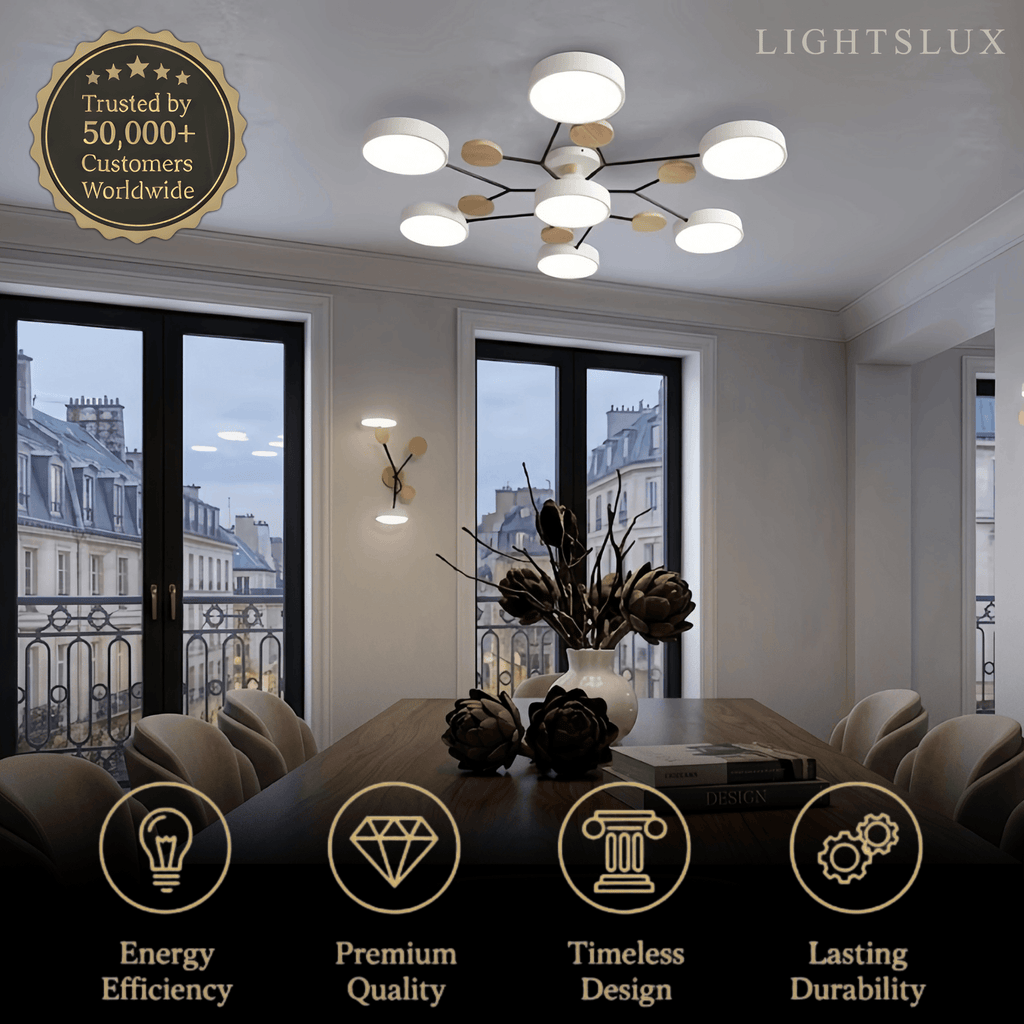 Modern Round Metal Ceiling Light - Multi-Head in Gray/Green/White for Living Room - Flindria