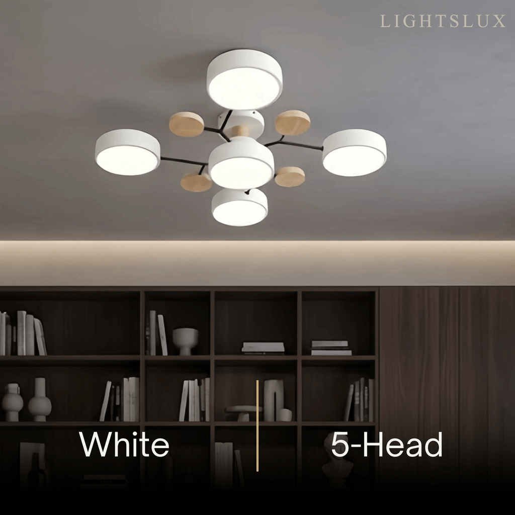Modern Round Metal Ceiling Light - Multi-Head in Gray/Green/White for Living Room - Flindria