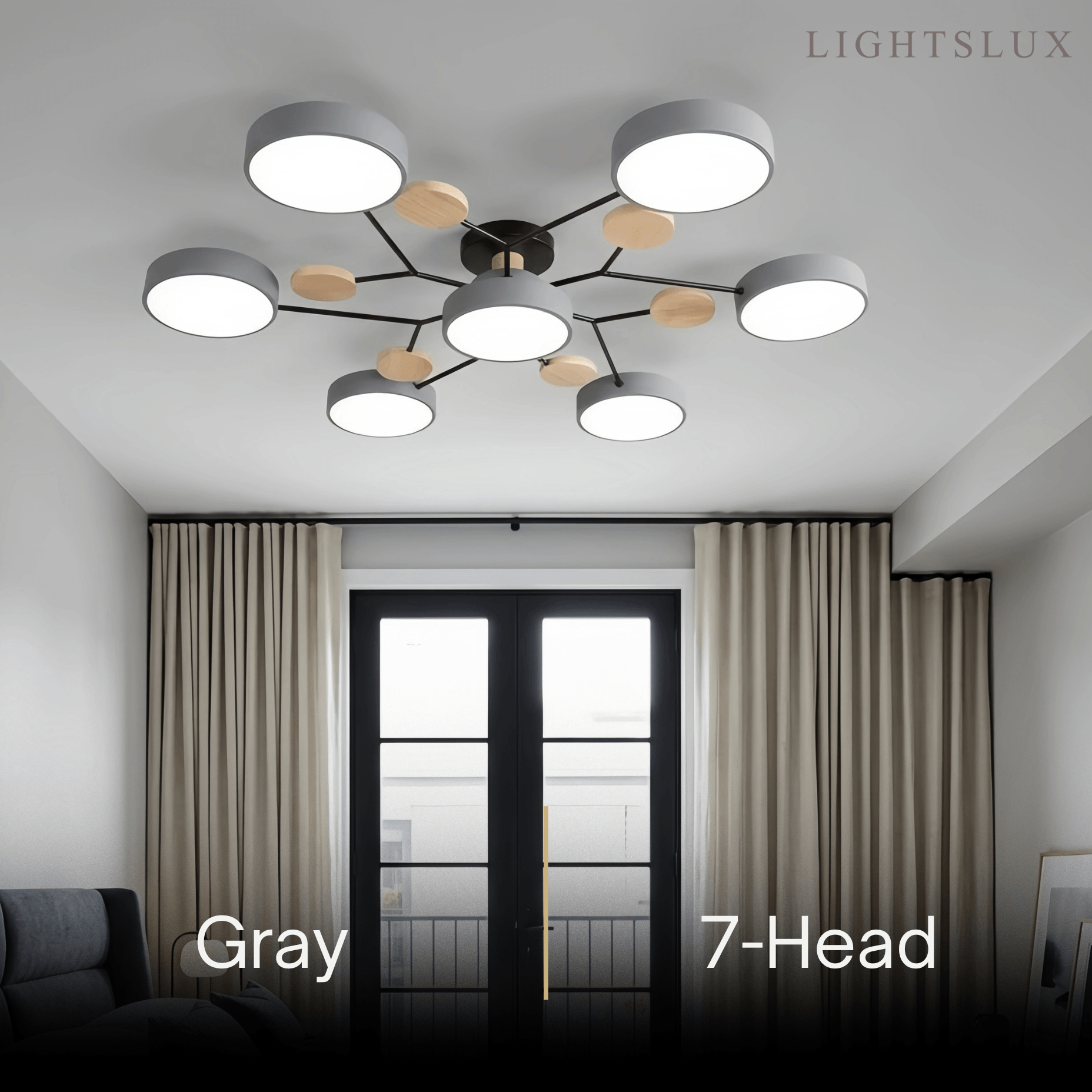 Modern Round Metal Ceiling Light - Multi-Head in Gray/Green/White for Living Room - Flindria