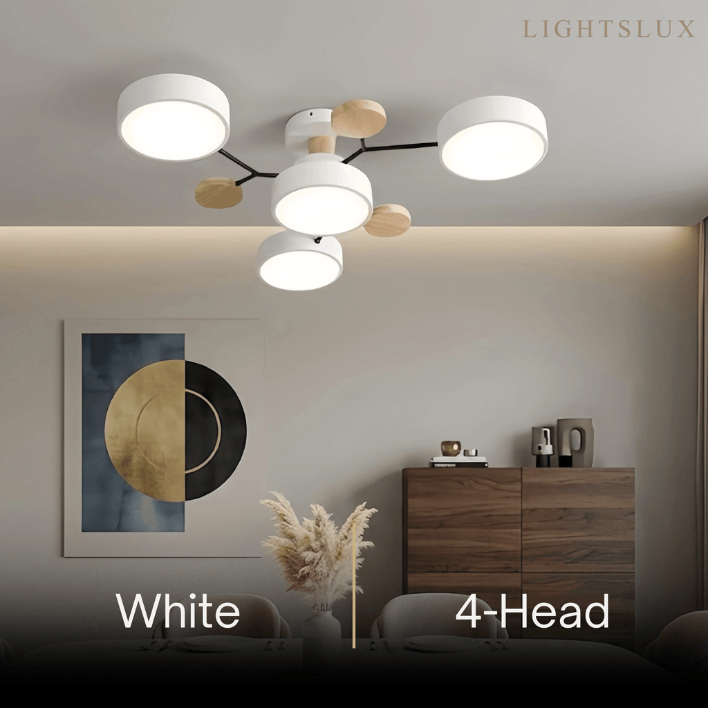 Modern Round Metal Ceiling Light - Multi-Head in Gray/Green/White for Living Room - Flindria