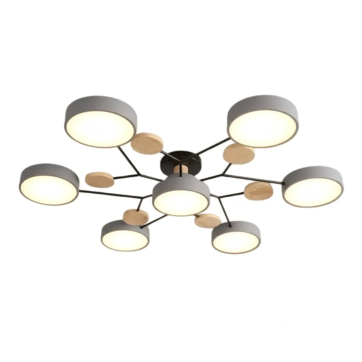 Modern Round Metal Ceiling Light - Multi-Head in Gray/Green/White for Living Room - Flindria