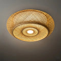 Natural Bamboo Ceiling Light — Round Rattan Woven & LED Bedroom - Flindria