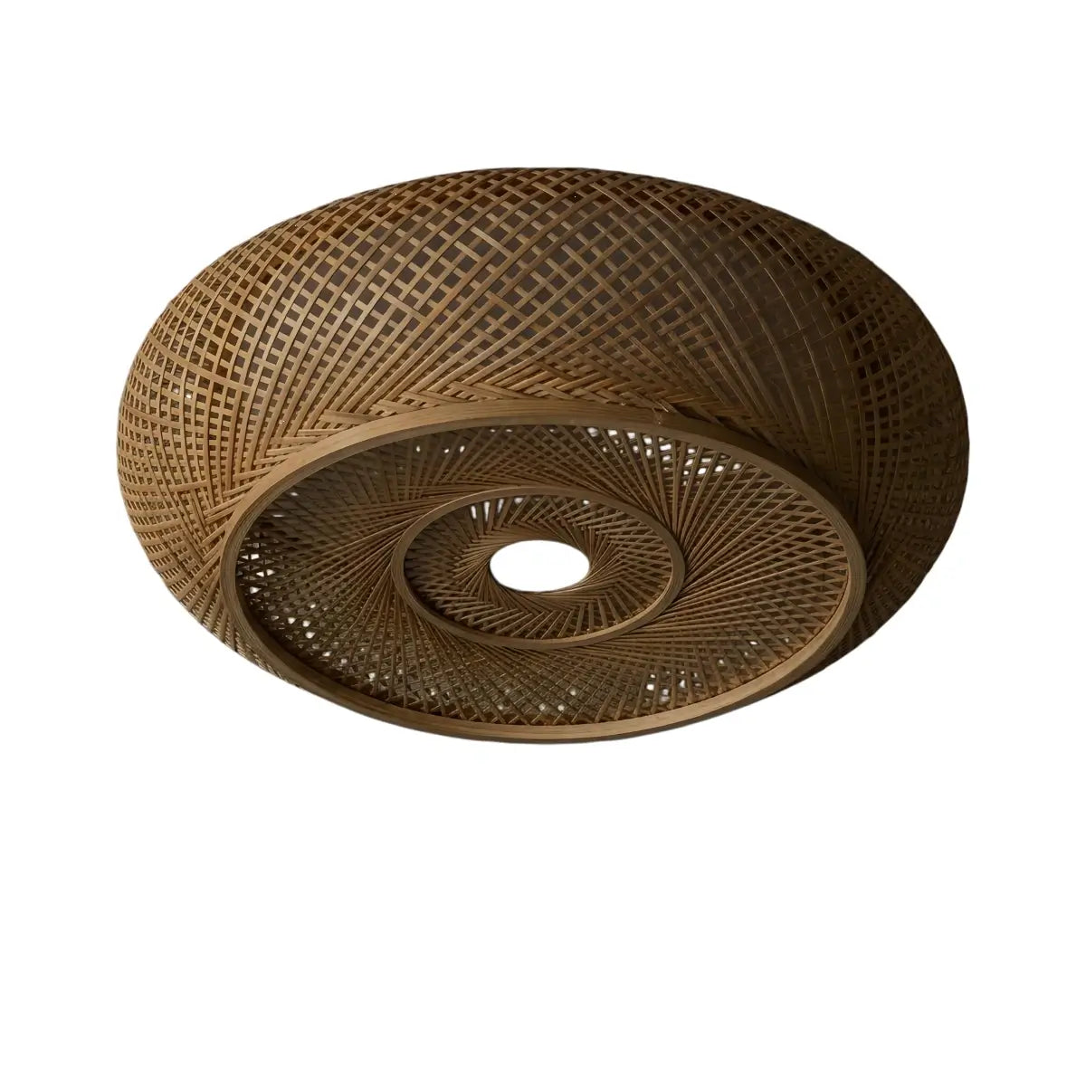 Natural Bamboo Ceiling Light — Round Rattan Woven & LED Bedroom - Flindria