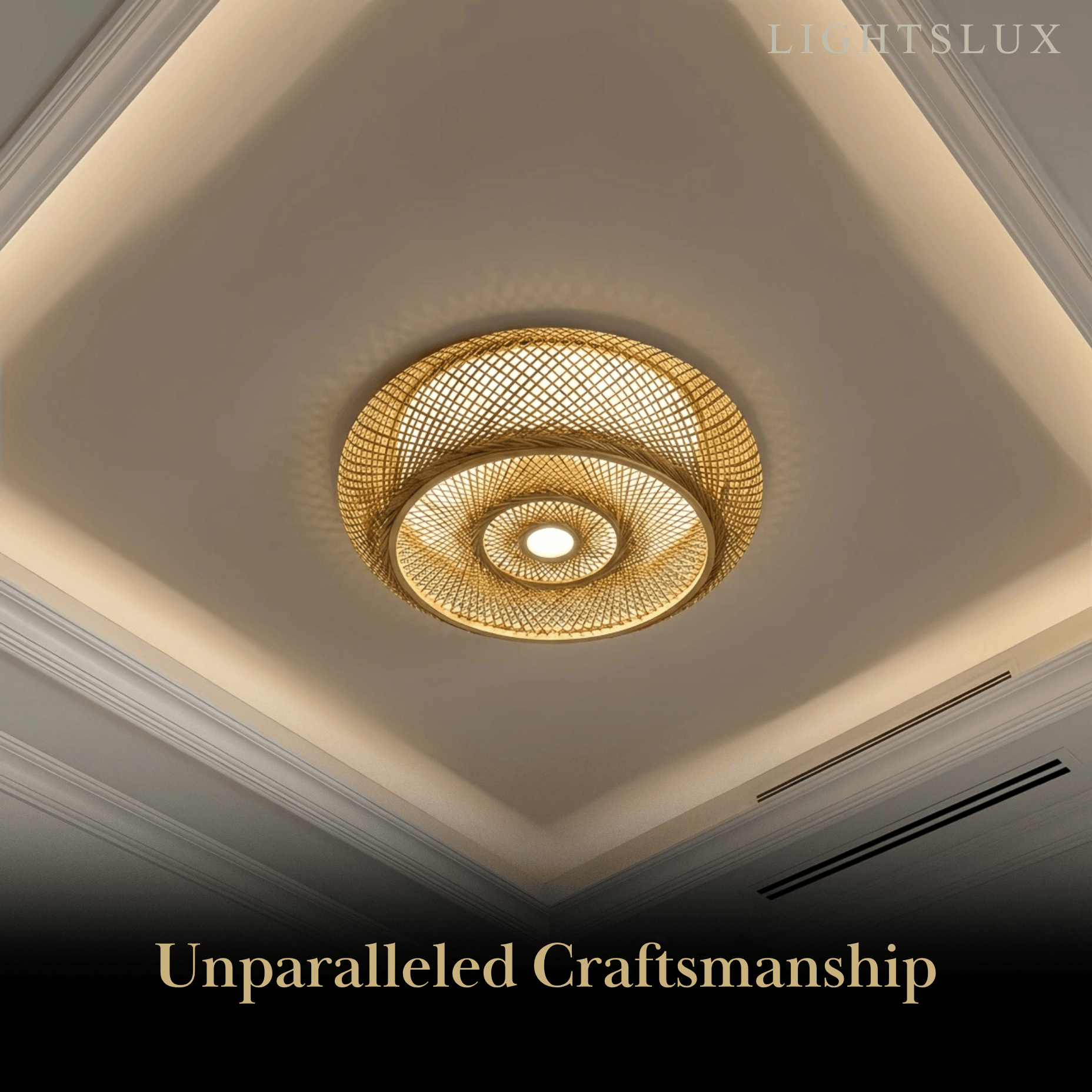 Natural Bamboo Ceiling Light — Round Rattan Woven & LED Bedroom - Flindria
