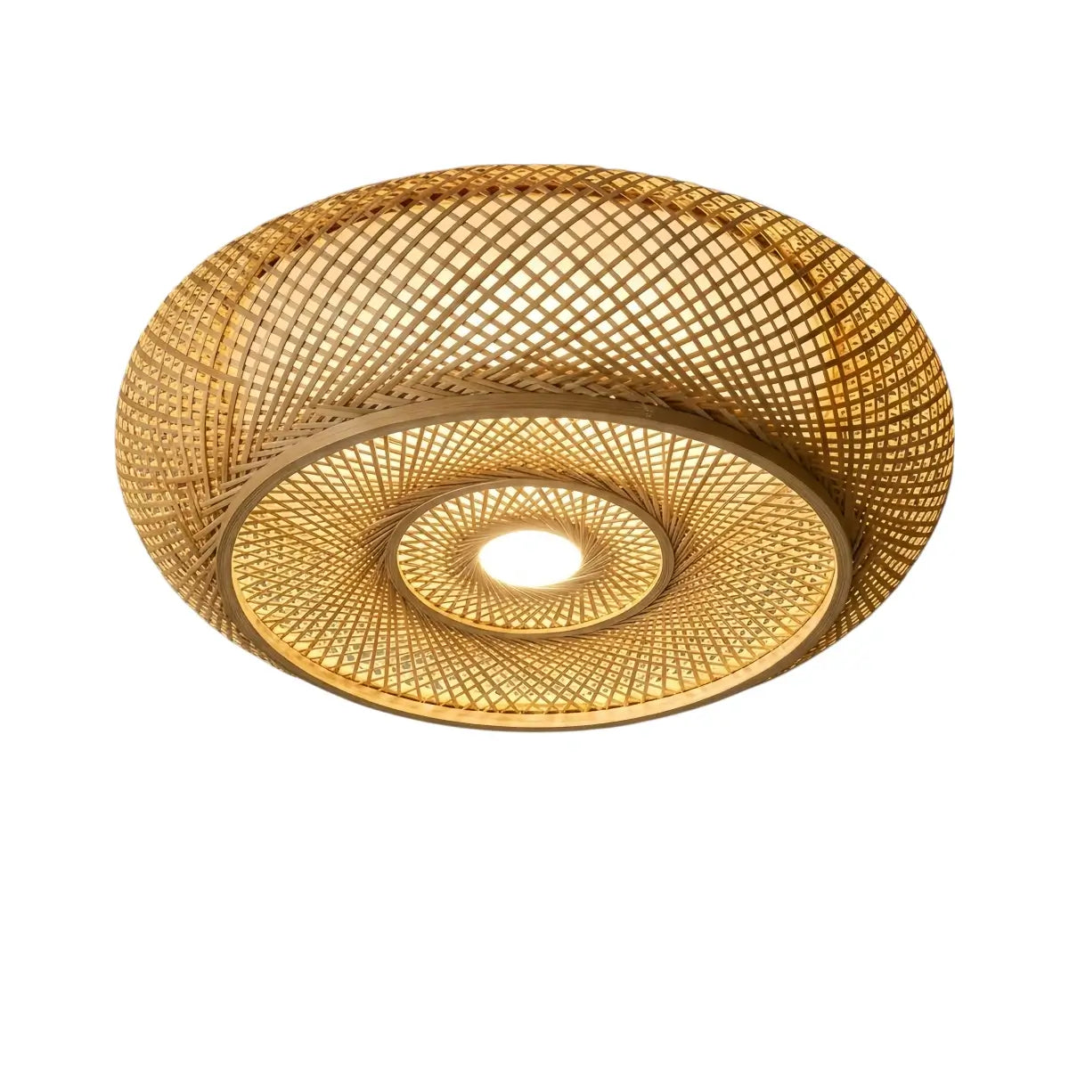 Natural Bamboo Ceiling Light — Round Rattan Woven & LED Bedroom - Flindria