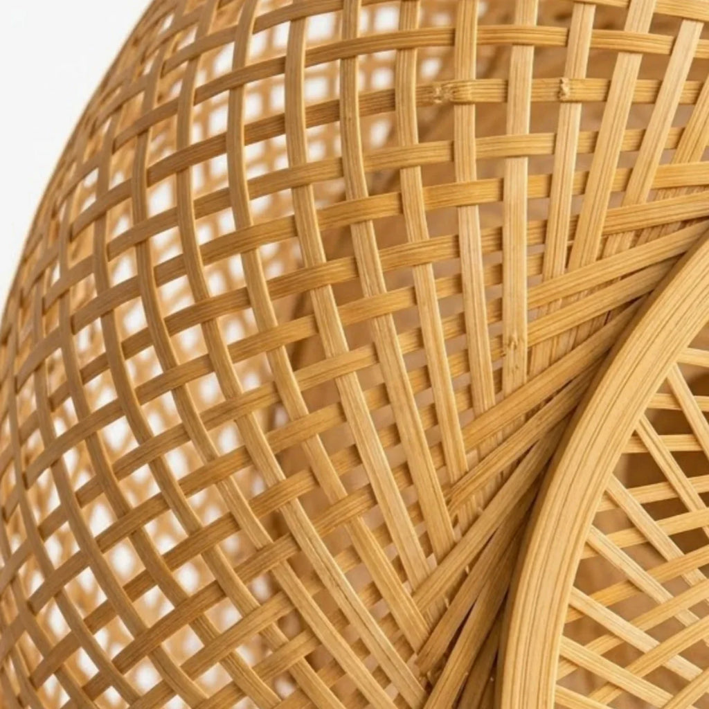 Natural Bamboo Ceiling Light — Round Rattan Woven & LED Bedroom - Flindria