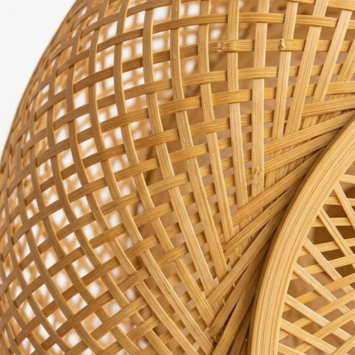 Natural Bamboo Ceiling Light — Round Rattan Woven & LED Bedroom - Flindria