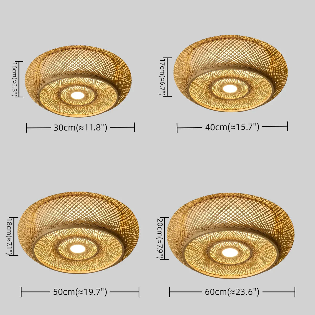 Natural Bamboo Ceiling Light — Round Rattan Woven & LED Bedroom - Flindria