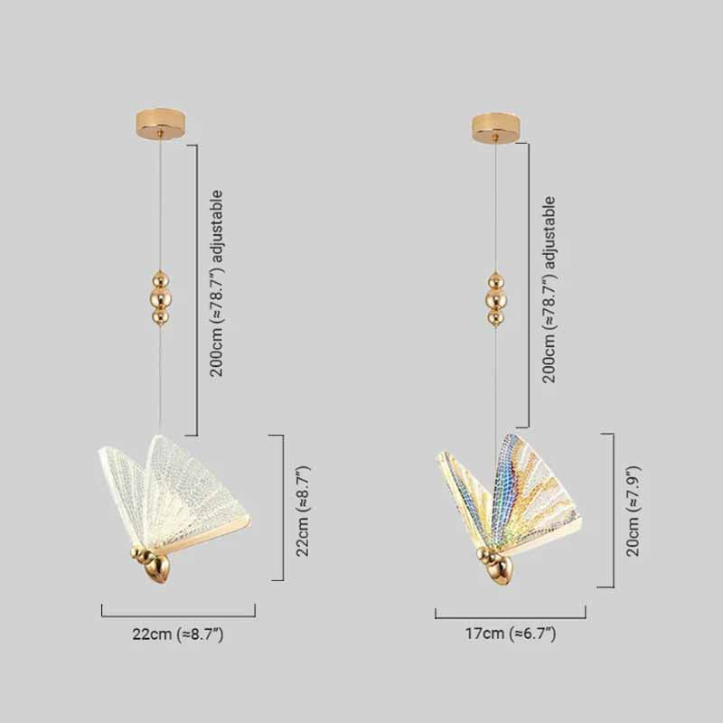 Art Deco Butterfly Pendant Light - Gold Metal & Acrylic for Bedroom - Flindria