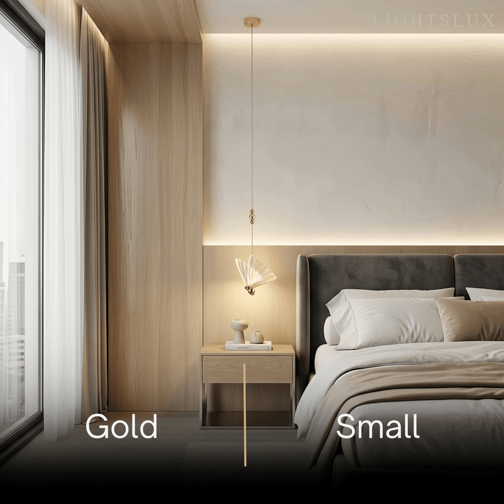 Art Deco Butterfly Pendant Light - Gold Metal & Acrylic for Bedroom - Flindria