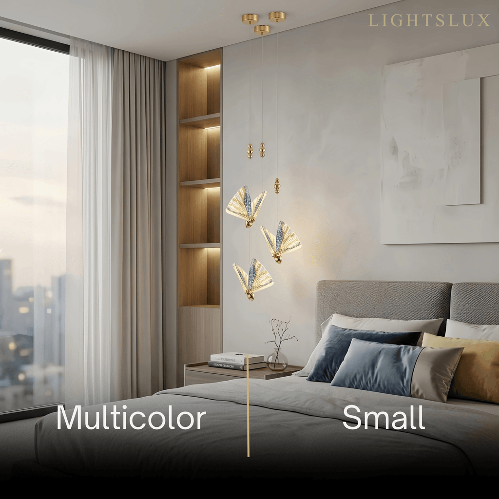 Art Deco Butterfly Pendant Light - Gold Metal & Acrylic for Bedroom - Flindria