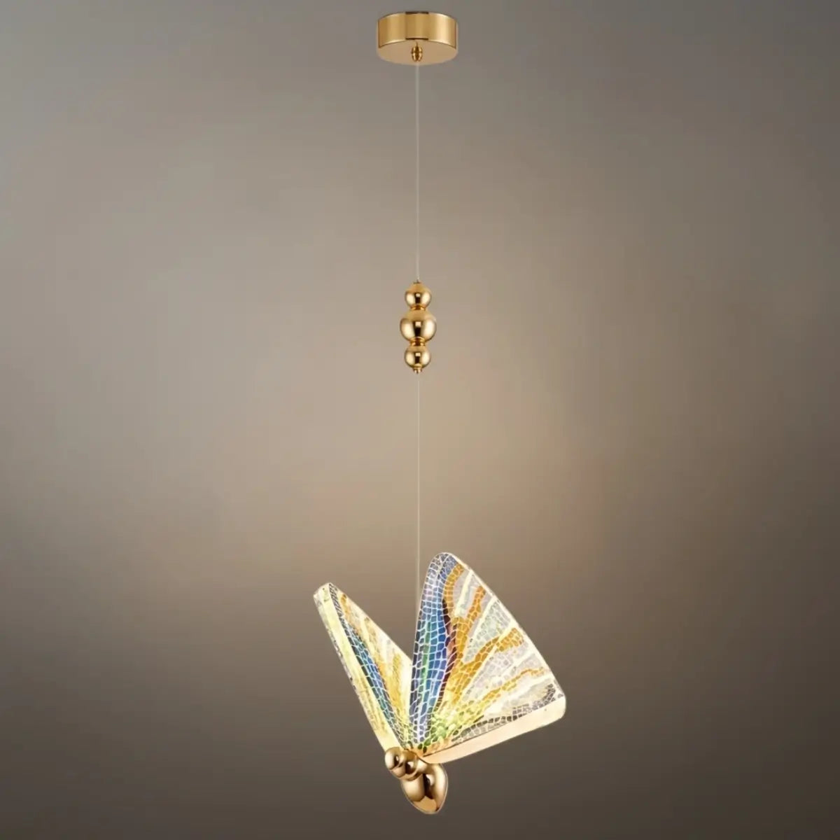 Art Deco Butterfly Pendant Light - Gold Metal & Acrylic for Bedroom - Flindria